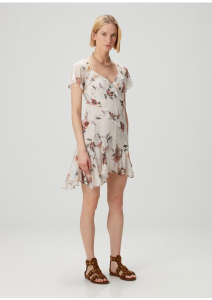 Darma Ekru Çiçekli Mini Elbise modelleri