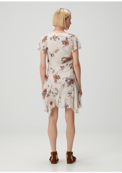 Darma Ekru Çiçekli Mini Elbise fırsatları