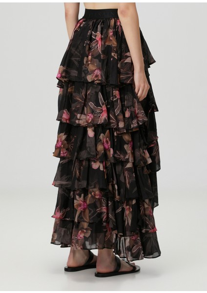 Cavarly Siyah Çiçekli Maksi Etek fırsatları