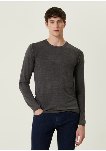 Pete Gri Uzun Kollu Ipek T-Shirt