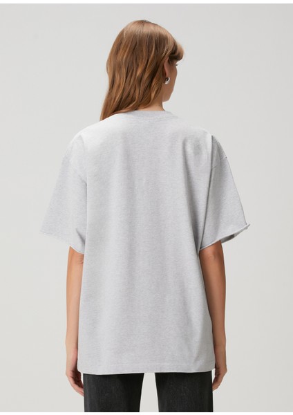 Boxy Fit Gri Baskılı T-Shirt fırsatları