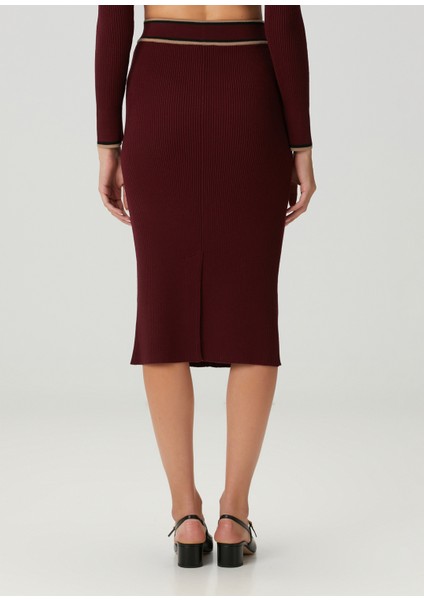 Bordo Midi Yün Kalem Etek fırsatları