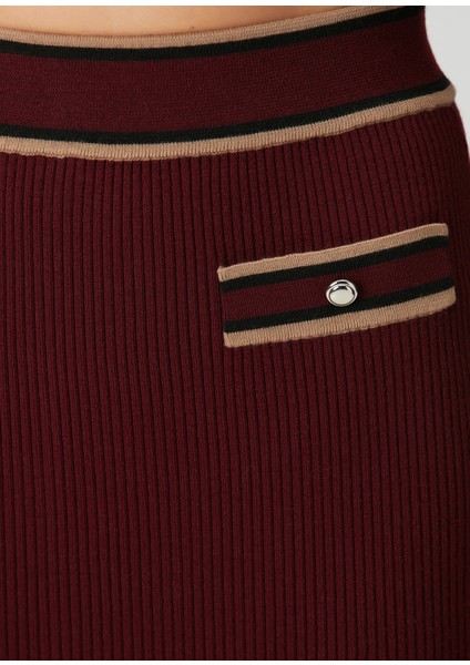 Bordo Midi Yün Kalem Etek indirimleri