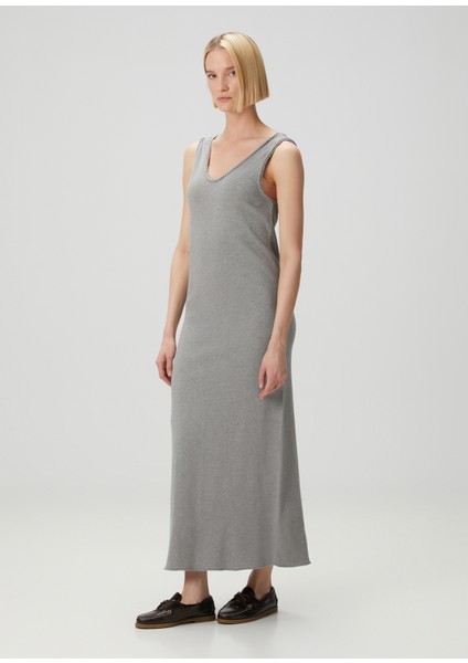 Gri Maksi Elbise