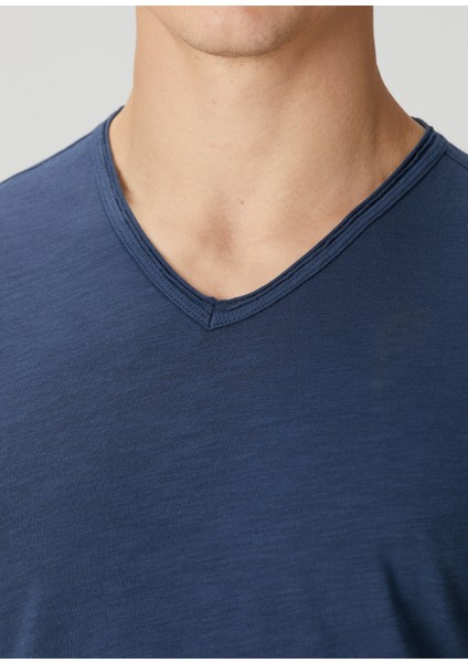 Miles Koyu Mavi V Yaka T-Shirt indirimleri
