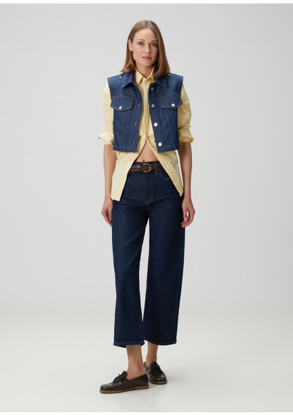 Ren Lacivert Wide Leg Jean Pantolon