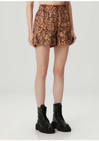 Charli Leopar Desenli Keten Şort fiyatları
