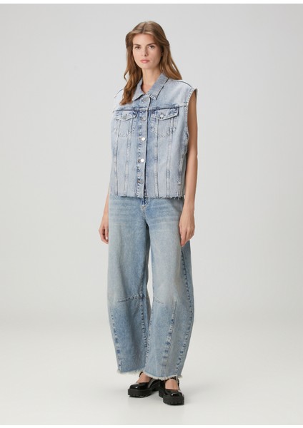 Laura Açık Mavi Logo Işlemeli Denim Yelek fiyatları