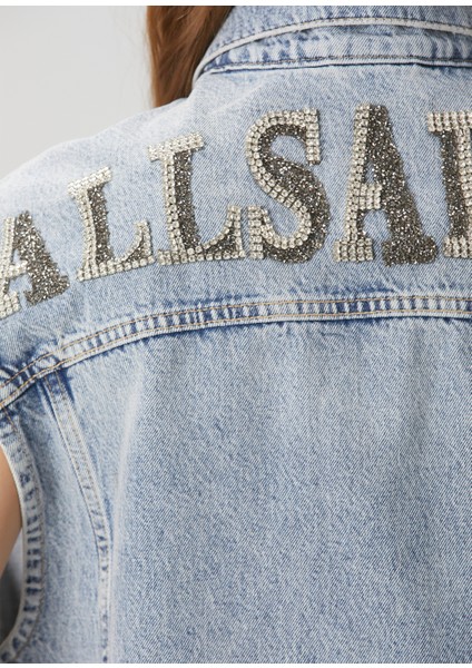 Laura Açık Mavi Logo Işlemeli Denim Yelek indirimleri