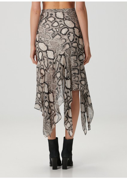 Cassie Ekru Yılan Desenli Etek indirimleri