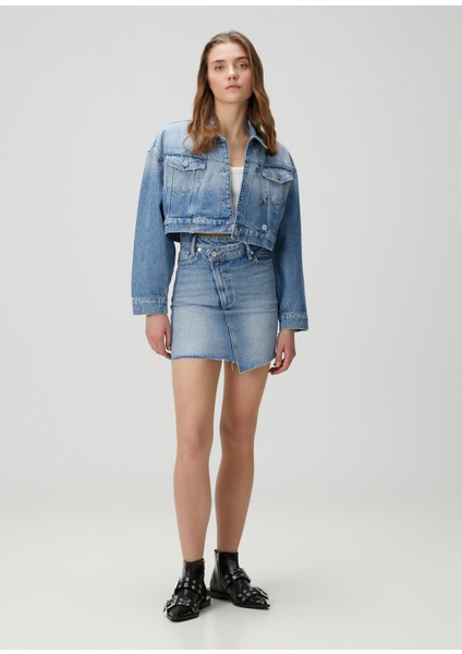 Aki Crossover Mavi Mini Denim Etek