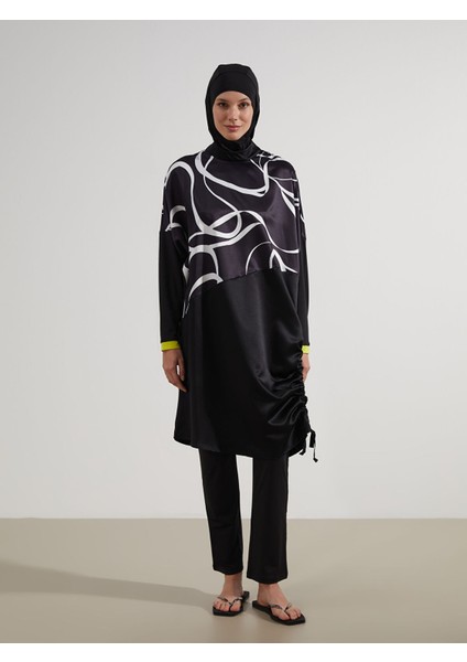 Yeni Sezon Dik Yaka Desenli Kadın Tesettür Mayo Takımı fiyatları