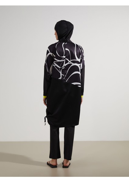 Yeni Sezon Dik Yaka Desenli Kadın Tesettür Mayo Takımı fırsatları