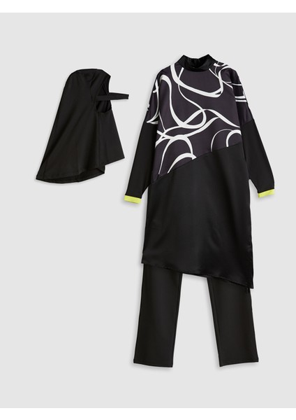 Yeni Sezon Dik Yaka Desenli Kadın Tesettür Mayo Takımı indirimleri