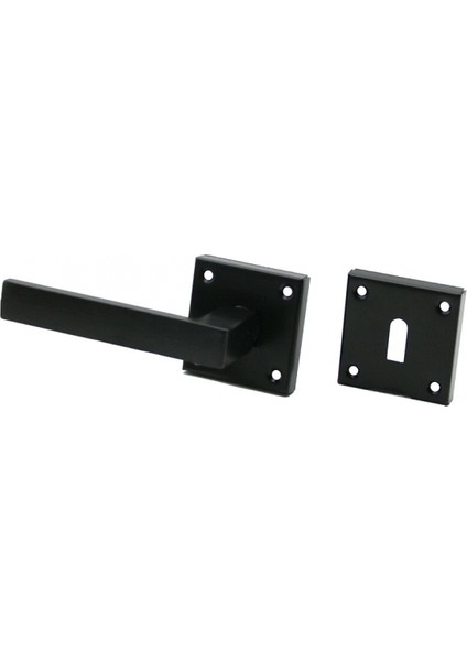 4 Takım Pratik Lama Oda Siyah Rozetli Kapı Kolu (4887)