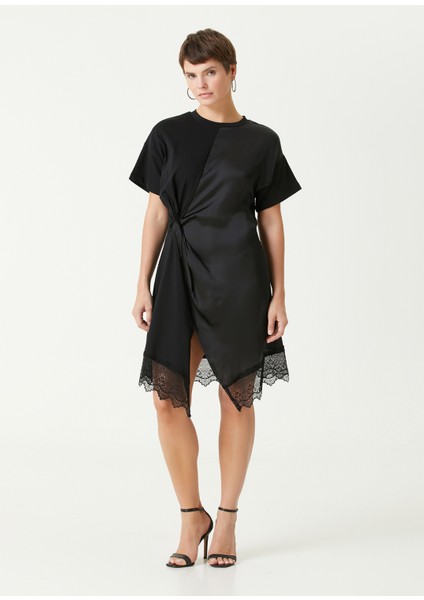 Lana Siyah Dantelli Mini T-Shirt Elbise fiyatları