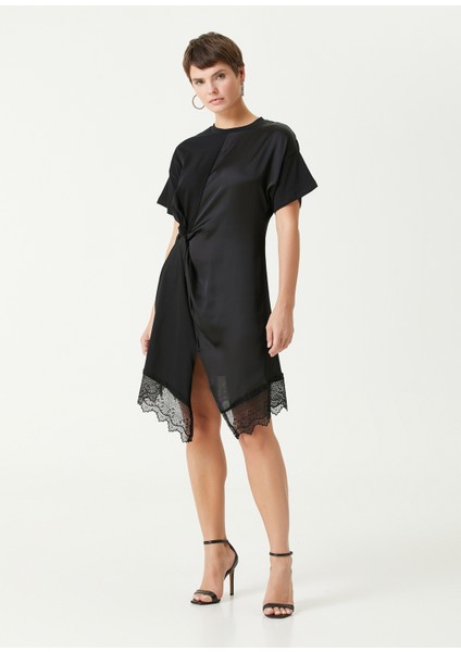 Lana Siyah Dantelli Mini T-Shirt Elbise modelleri