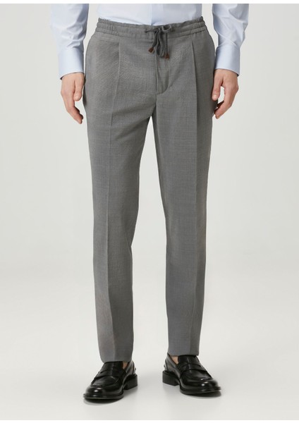 Gri Beli Kordonlu Yün Pantolon fiyatları