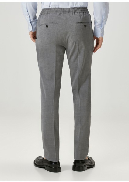 Gri Beli Kordonlu Yün Pantolon modelleri
