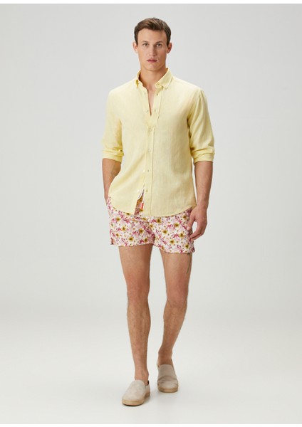 Kırmızı Çiçek Desenli Mayo