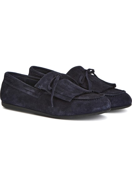 Lacivert Püsküllü Kadın Süet Loafer fiyatları