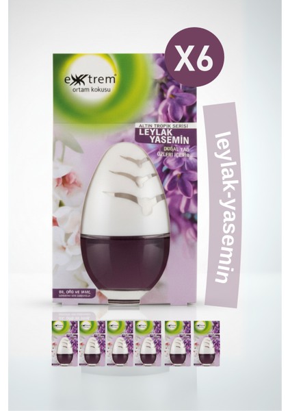 6 Adet Leylak Yasemin Ortam Kokusu 100ML