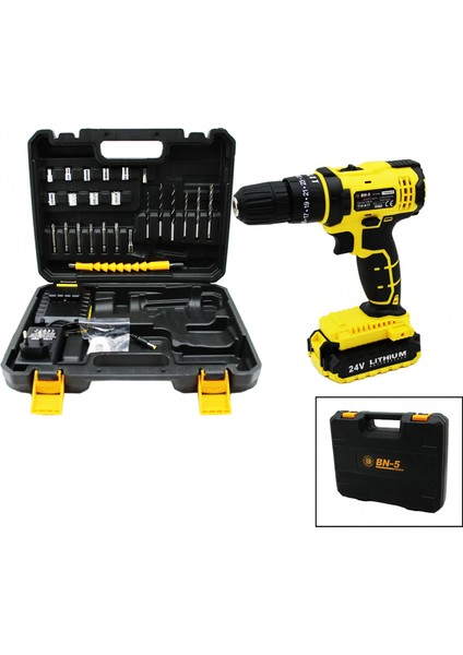 Banco Bn-5 F-136 Stanlıy Sarı 24W Professıonal Şarjlı Darbeli Matkap Seti Çantalı (4887)