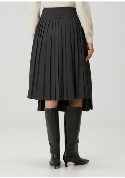 Kaya Antrasit Pileli Midi Etek fırsatları