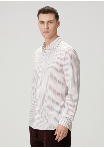 Çok Renkli Çizgi Desenli Gömlek modelleri