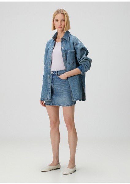Mavi Mini Denim Etek