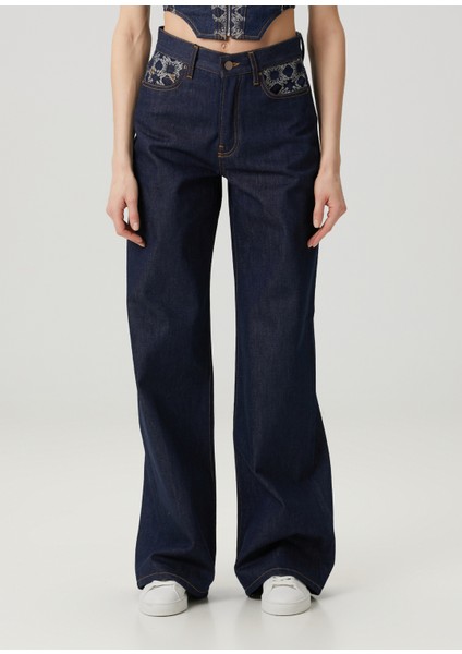 Ma Quad Lacivert Wide Leg Jean Pantolon fiyatları