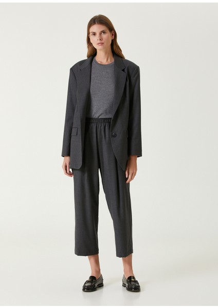 Koyu Gri Çizgili Yün Blazer fiyatları
