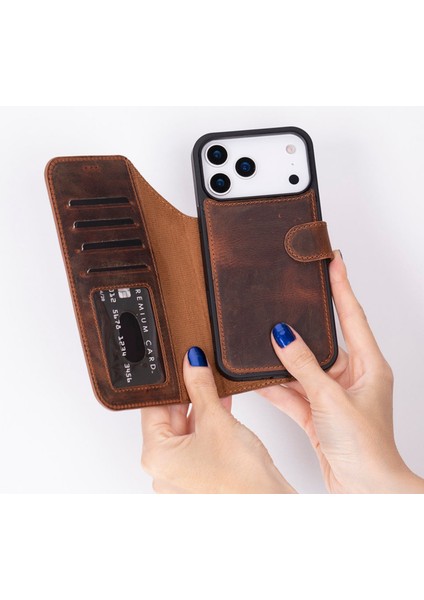 Apple iPhone 17 Pro Max Uyumlu Hakiki Deri Kişiselleştirilebilir Telefon Kılıfı