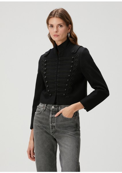 Rummy Siyah Crop Yün Ceket