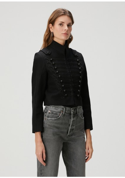Rummy Siyah Crop Yün Ceket modelleri