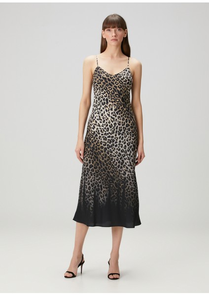 Bryony Leopar Desenli Midi Elbise