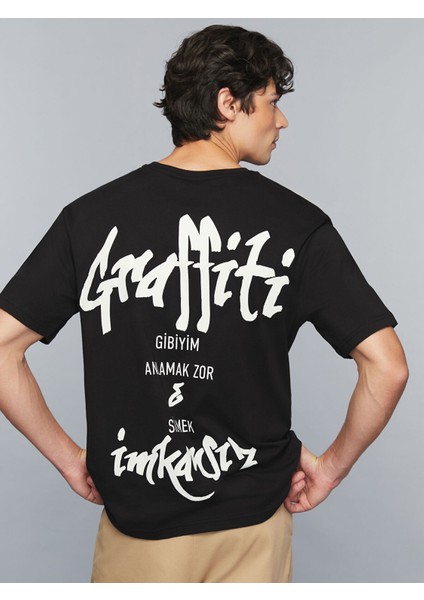Yeni Sezon Bisiklet Yaka Slogan Baskılı Penye Erkek Tişört