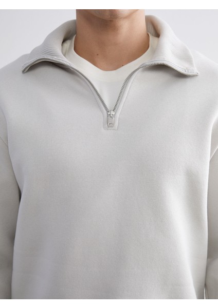 Yeni Sezon Fermuarlı Dik Yaka Erkek Kalın Sweatshirt modelleri