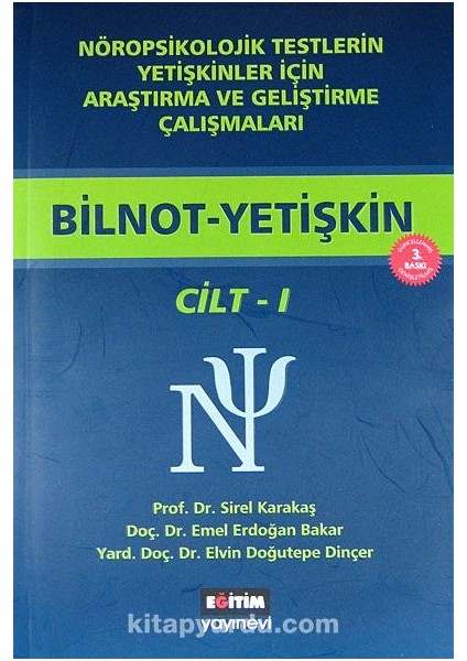 Bilnot-Yetişkin (2 Kitap) Nöropsikolojik Testlerin Yetişkinler Için Araştırma ve Geliştirme Çalışmaları