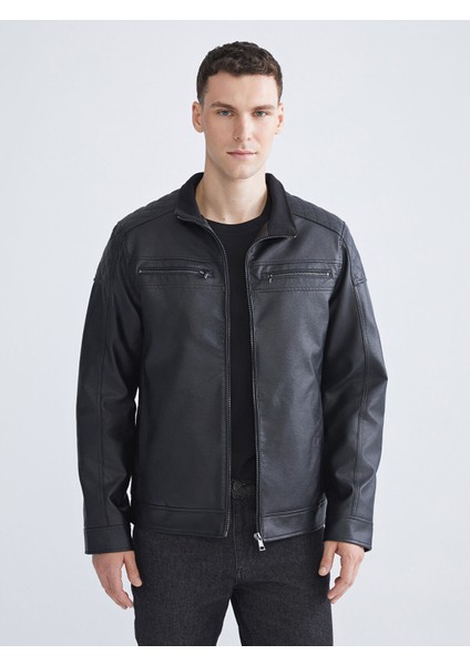 Yeni Sezon Standart Kalıp Erkek Deri Görünümlü Ceket fiyatları