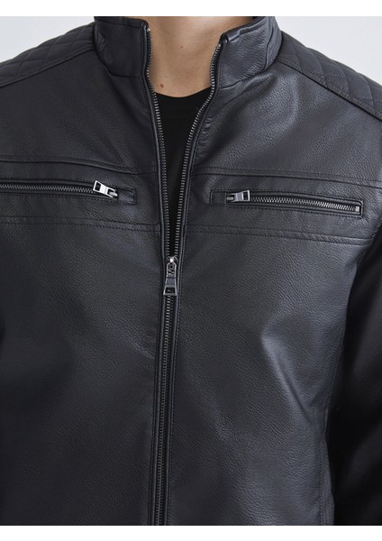 Yeni Sezon Standart Kalıp Erkek Deri Görünümlü Ceket indirimleri