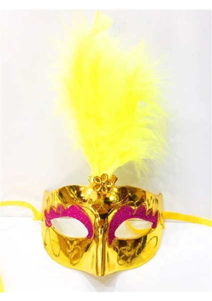 Renkli Tüylü Venedik Parti Maskesi Karışık Renk 12 Adet (4887) indirimleri