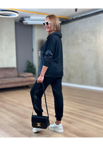 Kadın Uzun Kollu Kapşonlu Viskon Iki Iplik Bluz ve Pantolon Ikili Takım fiyatları