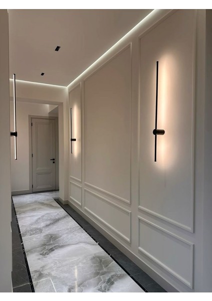Modern Dekoratif Led Duvar Aplik 70 Cm Günışığı Siyah 1 Adet (PİLLİ DEĞİLDİR)