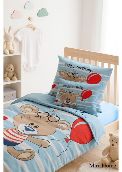 Yenidoğan Erkek Bebek Nevresim Takımı % 100 Pamuklu Bear Baloon fiyatları