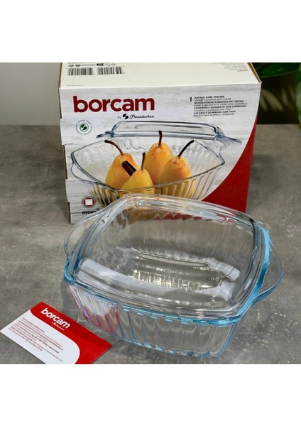 Borcam Kapaklı Kare Fırın Kabı 23 x 19 cm