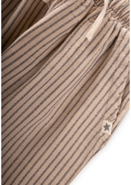 Müslin Pantolon 1-10 Yaş Bej İnce Çizgili modelleri