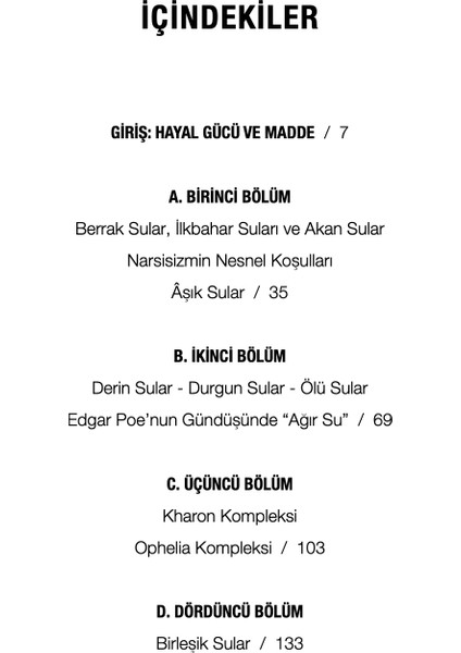 Su ve Düşler - Gaston Bachelard modelleri