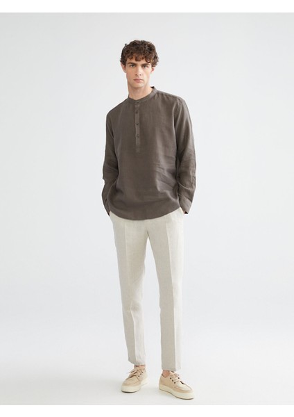 Yeni Sezon Rahat Kalıp Hakim Yaka Uzun Kollu Erkek Gömlek fiyatları