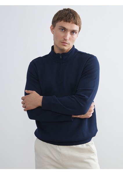 Yeni Sezon Dik Yaka Uzun Kollu Erkek Kalın Sweatshirt